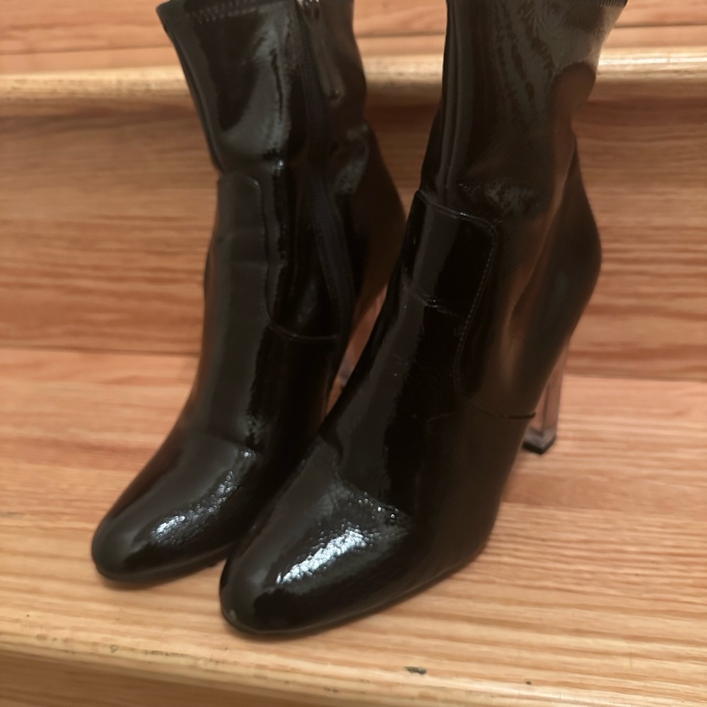 Steve Madden Eminent Black Patent Mid-Calf Heel Boots